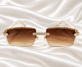 Luxury Pear Cut Moissanite Diamond Iced Out Grediant Sunglasses Party Wear