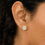 Hot Selling Fine Jewelry 925 Sterling Silver Emerald Cut VVS Moissanite Hip Hop Stud Earrings