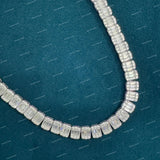 Customized 925 Sliver Moissanite Cuban Link Chain Baguette Cut Premium Necklace For Men