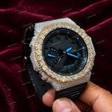 Iced Out G-Shock VVS Moissanite Diamond Bezel Black Rubber Straps Watch