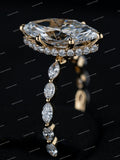 Luxury Marquise Cut Moissanite Diamond Ring Custom Design Engagement Wedding Ring