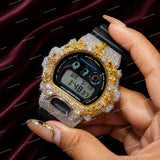 Iced Out Moissanite Diamond Watch With Black Rubber Strap Hip Hop Luxury Statement Timepiece