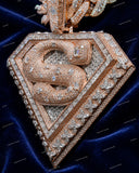Luxury Custom Iced Shield S Shape VVS Moissanite Brilliant Cut IGI Certified 925 Sterling Silver Pendant