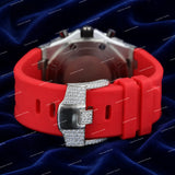 Mens Premium Moissanite Diamond Watch With Rubber Strap Statement Luxury Timepiece With Iced Finish