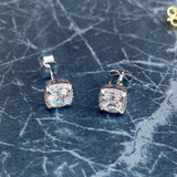 925 Sterling Silver Moissanite Diamond Stud Earrings VVS Cushion Cut Hip Hop Unisex Jewelry