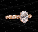 Luxury Oval Cut Vintage VVS Moissanite Diamond 925 Sterling Sliver Engagement Ring