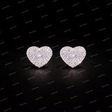 Heart Stud Earrings 925 Sterling Silver Moissanite Cluster Trendy Design