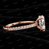 Oval Diamond Ring 925 Sliver Moissanite Diamond Engagement Ring Hidden Halo Ring