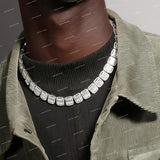 Premium 925 Sterling Silver Moissanite Diamond Iced Square Link Chain Necklace