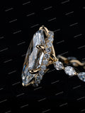 Luxury Marquise Cut Moissanite Diamond Ring Custom Design Engagement Wedding Ring