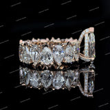 Luxurious Pear Cut Diamond Engagement Ring Rose Gold Multi Pear Diamond Wedding Band