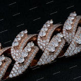 Premium Moissanite Luxury Hip Hop S925 Sterling Silver 3 Row Cuban Link Chain Necklace