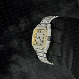 Two Tone Roman Dial Bust Dial Moissanite Diamond Studded Statement Watch