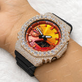 Premium Moissanite Watch With Textured Rubber Strap Luxury Fashion Timepiece For Everyday Style