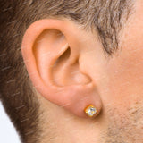 925 Sterling Silver Moissanite Diamond Stud Earrings VVS Cushion Cut Halo Iced Hip Hop Jewelry for Men