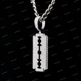 Hip Hop Jewelry Trendy Moissanite Diamonds Double Edged Razor Blade Pendant For Men & Women