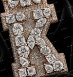 Luxurious Style VVS Moissanite Diamond S925 Sliver Iced Out 3D Pendant Name Letter Pendant