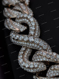 Personalized Cuban Link Chain Necklace 925 Sterling Silver Rose Gold Plated Iced Out VVS Moissanite Diamond Necklace