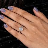 Personalized Luxury VVS Moissanite Diamond Radiant Cut Hidden Halo Engagement Ring