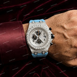 Custom Full Iced Moissanite Diamond Style Watch With Rubber Strap Snow White Luxury Look