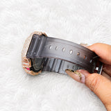 Premium Moissanite Watch With Textured Rubber Strap Luxury Fashion Timepiece For Everyday Style