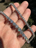 925 Sterling Silver Men's Cuban Link Tennis Chain Necklace Iced Out VVS Moissanite Diamond Necklace