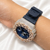 Men's Iced Moissanite Diamond Watch With Black Rubber Strap Bold Premium Luxury Design