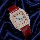 Personalized Moissanite Diamond Watch With Leather Strap Premium Hip Hop Luxury Style