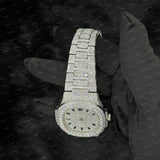 41MM Fully White Tone Iced Out VVS Moissanite Diamond Hip Hop Watch for Men