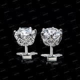 Jewelry 925 Sterling Silver Round Brilliant Cut Moissanite Stud Earrings Trendy