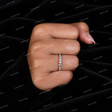 Premium Finish Oval Moissanite Diamond Wedding Band Half Eternity Band For Unisex