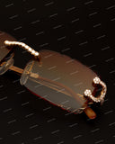 Fully Iced Rose Gold C-Frame Moissanite Diamond Sunglasses Warm Gradient Lenses
