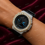 Iced Out G-Shock VVS Moissanite Diamond Bezel Black Rubber Straps Watch
