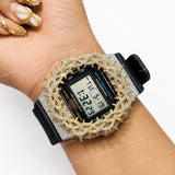 Premium Full Iced Out Hip Hop Style Watch With Moissanite Diamond Rubber Strap For Men