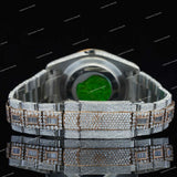 Luxury Iced Round Dial Watch with Crystal Bezel and Two-Tone Watch Premium Statement Timepiece