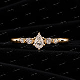 Personalized Pear Cut Shared Prong Setting 925 Sliver Moissanite Diamond Engagement Ring