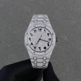 Iced Out Stainless Steel Arabic Dial Moissanite Diamond Watch