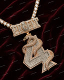 Luxury Iced Out Snake Number 4 Pendant Moissanite Diamond 925 Sterling Silver Hip Hop Design