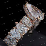 Luxurious Pear Cut Diamond Engagement Ring Rose Gold Multi Pear Diamond Wedding Band