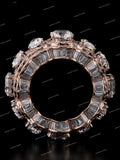 Luxury 925 Silver Oval Cut & Pear Cut Moissanite Diamond Halo Eternity Ring