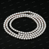 Hip Hop 925 Silver Iced Tennis Chain Necklace Round Brilliant Cut Moissanite Diamond Women & Men