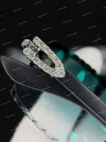 Iced Out Moissanite Diamond Prong-Set Rimless Shades in Teal Sunglasses