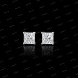 925 Sterling Silver With Moissanite Diamond Four-claw Setting Princess Cut Stud Earrings