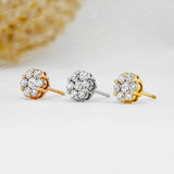 Iced Out Silver Moissanite Cluster Stud Earring For Women