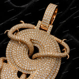 S925 Sterling Silver VVS Moissanite Diamond Rose Gold Iced Out Snake Feature Number 9 Pendant