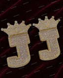 Luxury Rose Gold Plated 925 Silver Moissanite Hip Hop Crown Letter J Pendant