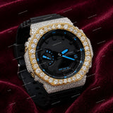 Iced Out G-Shock VVS Moissanite Diamond Bezel Black Rubber Straps Watch