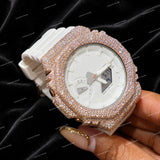 Mens Moissanite Diamond Watch With Rubber Strap Premium Luxury Look Bold Fashion Accessory