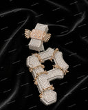 Export Quality Luxury Moissanite Diamond Iced Out P Letter Pendant Silver Plated Hip Hop Charm Jewelry
