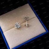 Jewelry 925 Sterling Silver Round Brilliant Cut Moissanite Stud Earrings Trendy